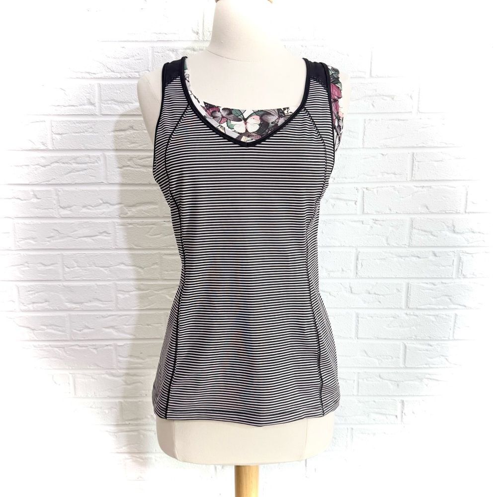 Lululemon Super Sport Tank Mini Pop Stripe So Fly Butterfly Size 6
